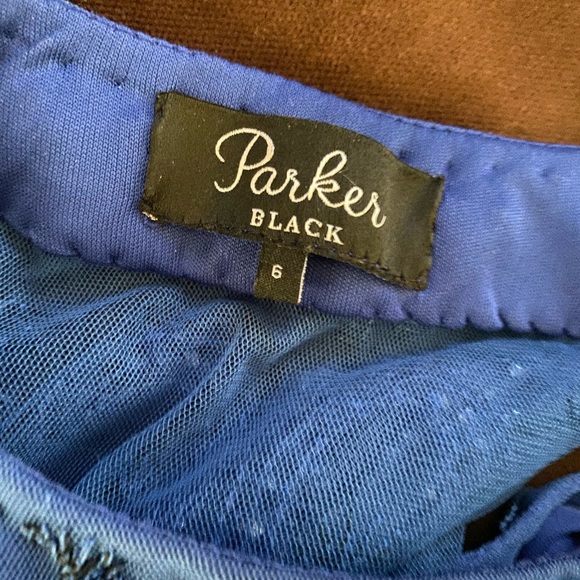 Parker Black Royal Blue Halter Embroidered Gown - Picture 8 of 8